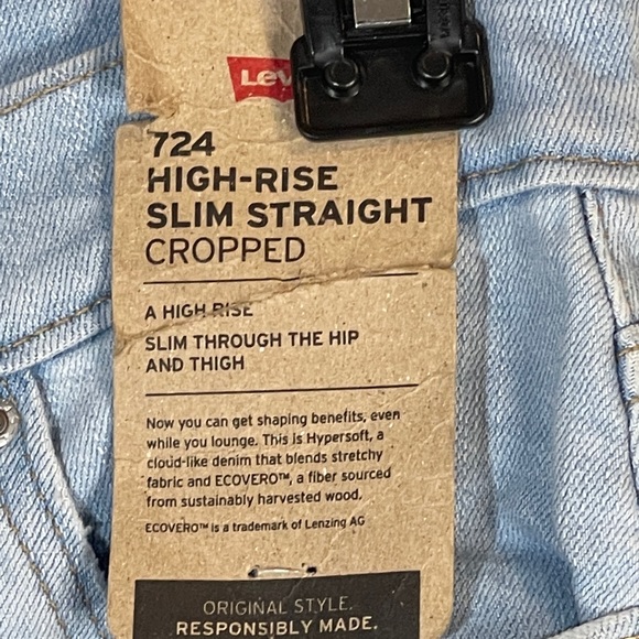 Levi’s 724 High Rise Slim Straight Crop Flynn Blue Distressed Size 27 - Picture 3 of 6